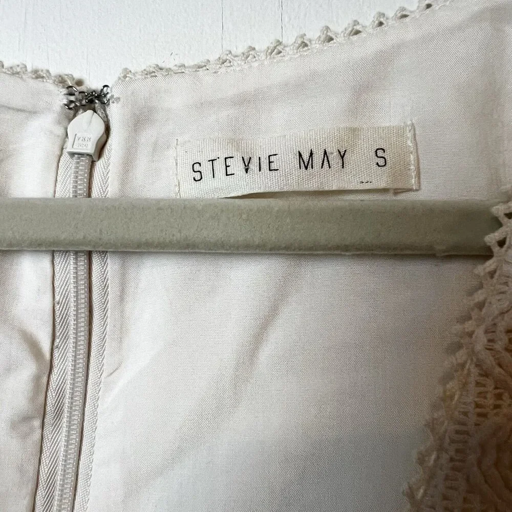 Stevie May Ivory Crochet Lace Long Sleeve Gallery Mini Dress Sz S - Picture 3 of 10